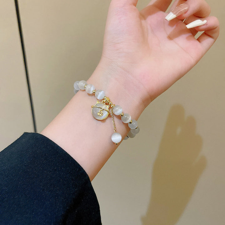 Charm Beaded Bracelet with Cat Pendant Kalsten