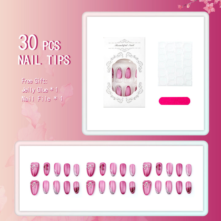 Heart and Bow Decorative Press-On Nail Art Set