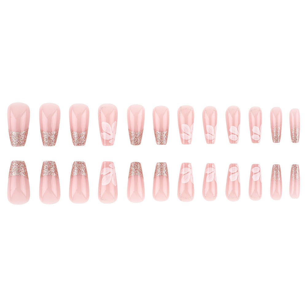 Glittery Elegant Floral Press-On Nails Kalsten