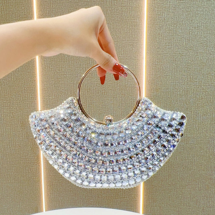 Rhinestone-Embellished Clutch Handbag