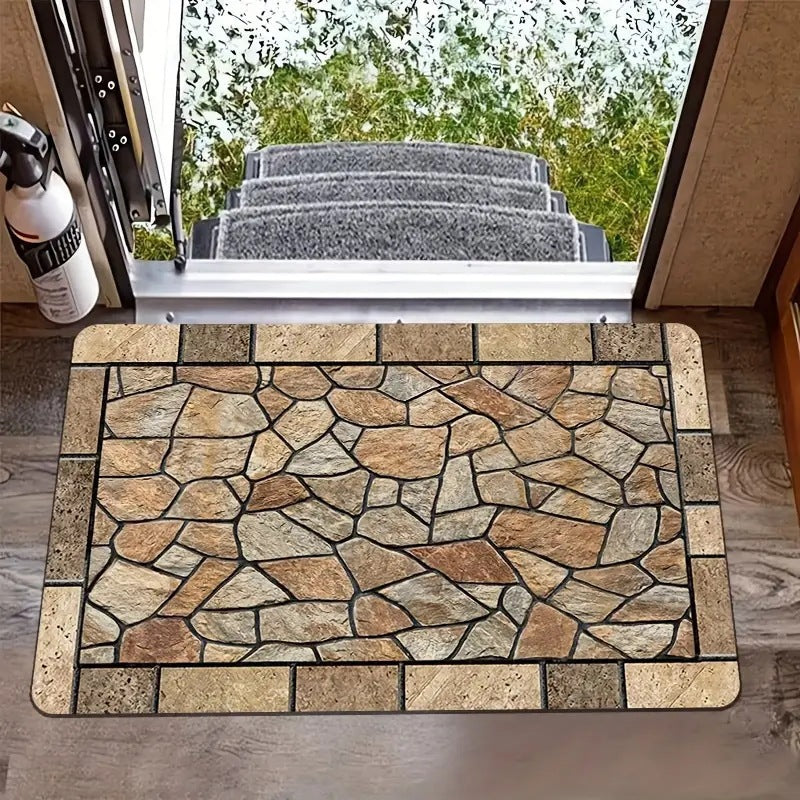 Decorative Stone Pattern Area Mat Kalsten