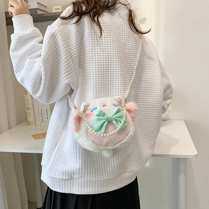 Cute Plush Cat-Themed Handbag
