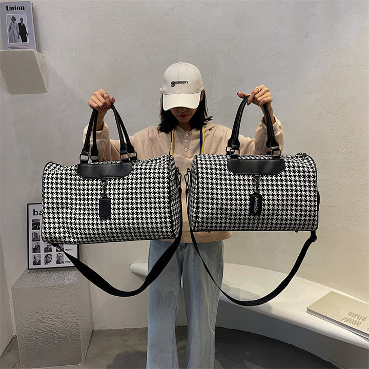 Stylish Houndstooth Pattern Travel Duffel Bag Kalsten