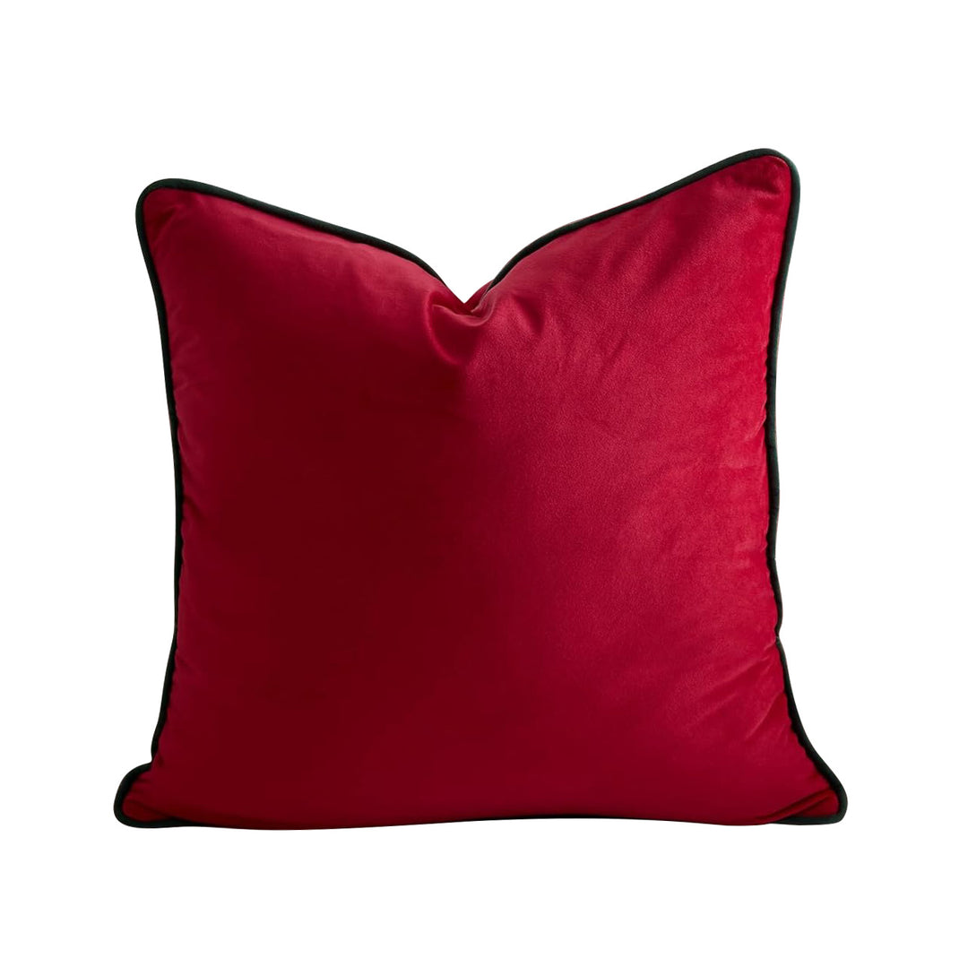 Luxe Velvet Square Accent Pillow with Contrast Piping and Hidden Zipper
