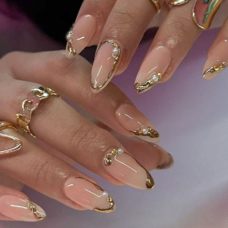 Elegant Pearl-Embellished Nail Art