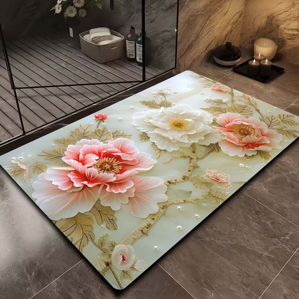 Floral Design Bath Mat