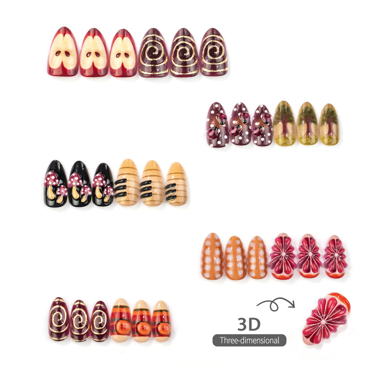 Artistic Hand-Painted Press-On Nail Design