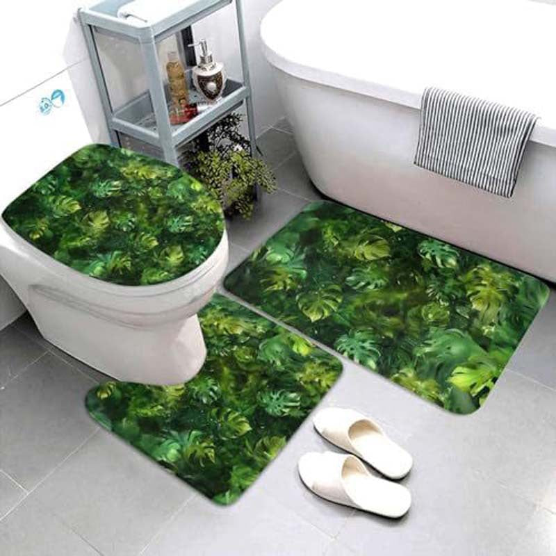Geometric Pattern Bathroom Mat Set