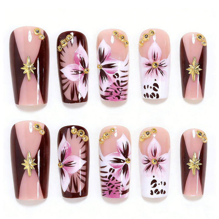 Floral-Accented Stiletto Press-On Nails Kalsten