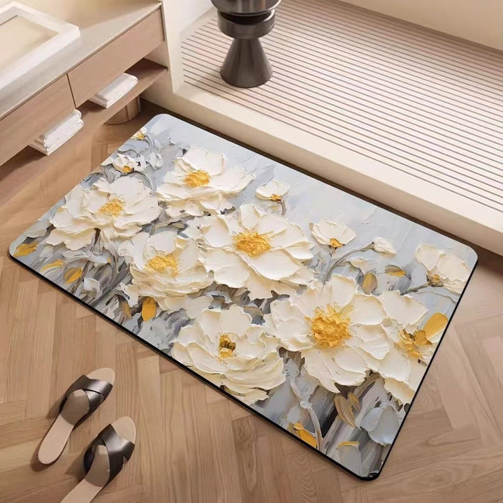 Luxury Textured Floral Bath Mat Kalsten