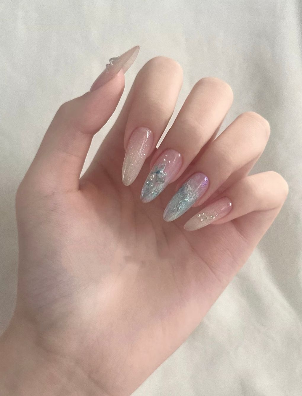 Artistic Glitter Stiletto Nail Enhancements