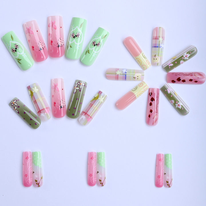 Artificial nails with floral and colorful designs Kalsten