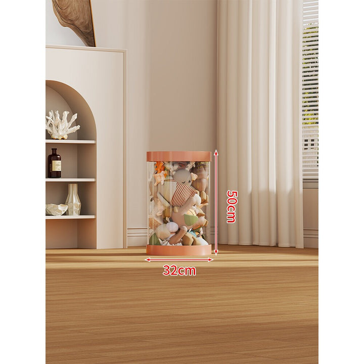 LED-lit Transparent Plush Toy Showcase Cylinder