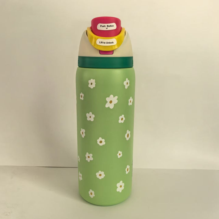 Double-Wall Vacuum Insulated Stainless Steel Travel Bottle With Flip Straw Leakproof Lid And Character Print