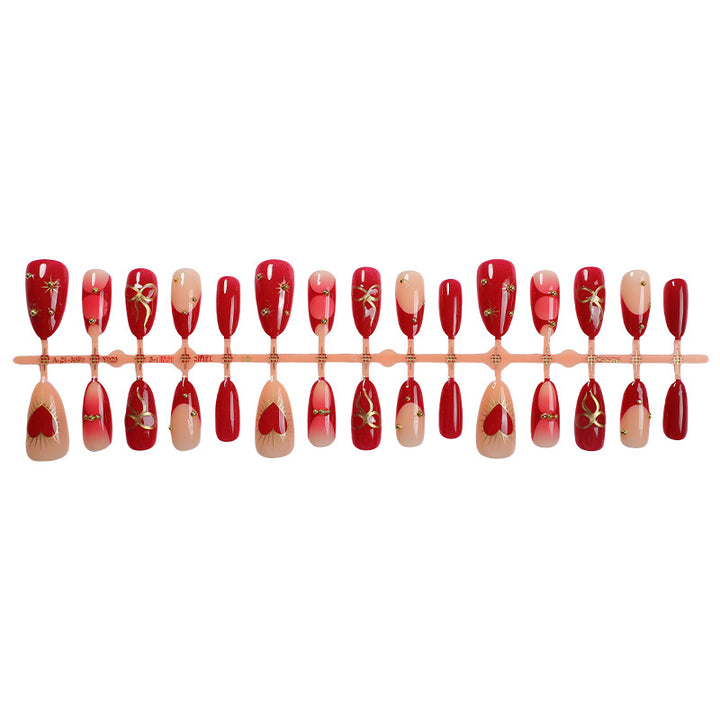 Decorative Press-On Nail Set with Elegant Leaf Designs kalsten