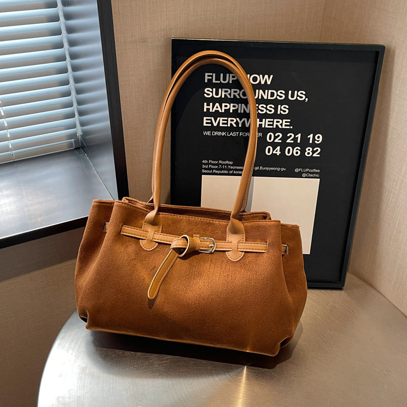 Suede Finish Everyday Handheld Bag
