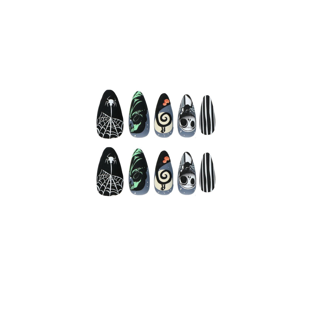 Artistic Halloween Nail Extensions in Gothic Design Kalsten