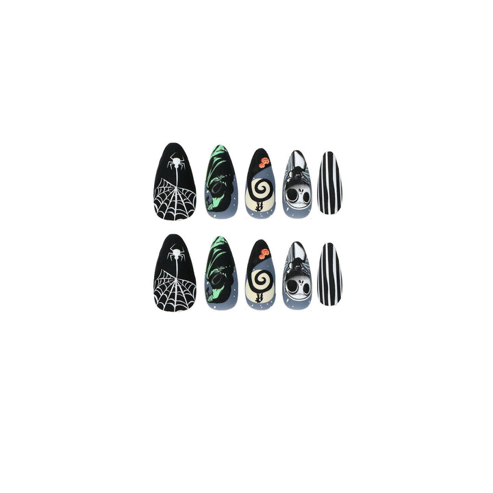 Artistic Halloween Nail Extensions in Gothic Design Kalsten