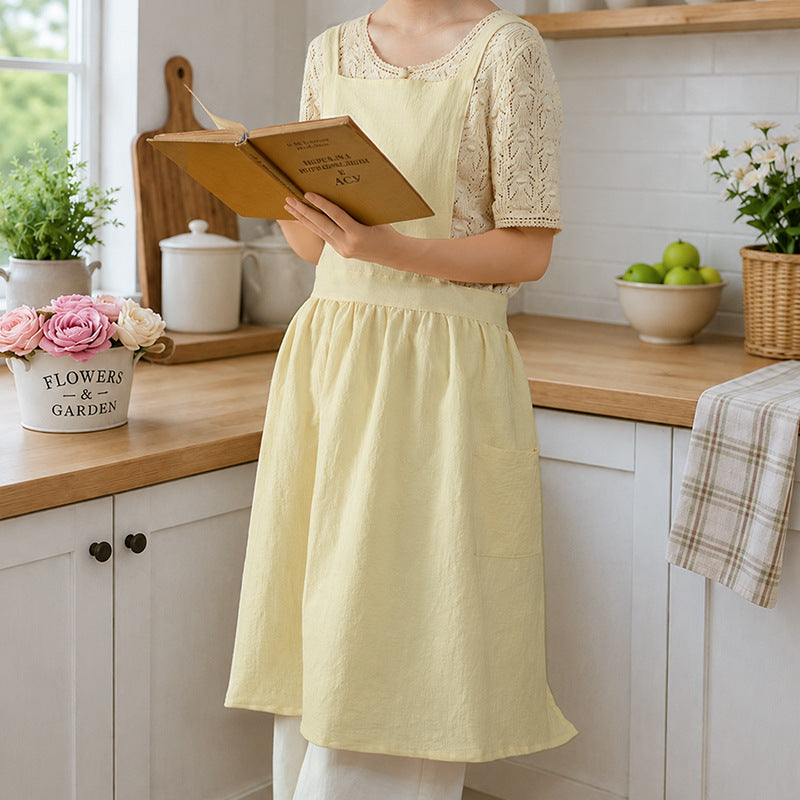 Light cotton dungaree dress with adjustable straps and side pockets