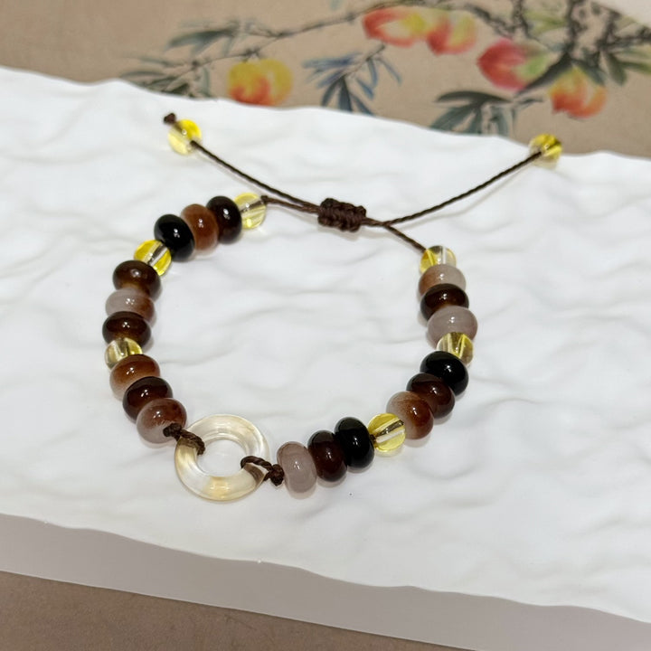 Adjustable Gemstone and Glass Bead Bracelet Kalsten