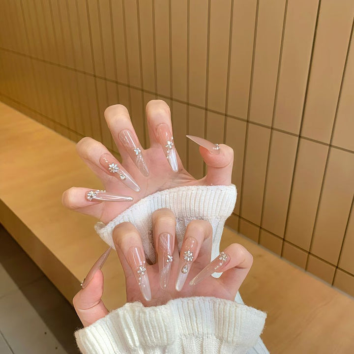 Exquisite Stiletto Nail Extensions with Crystal Accents