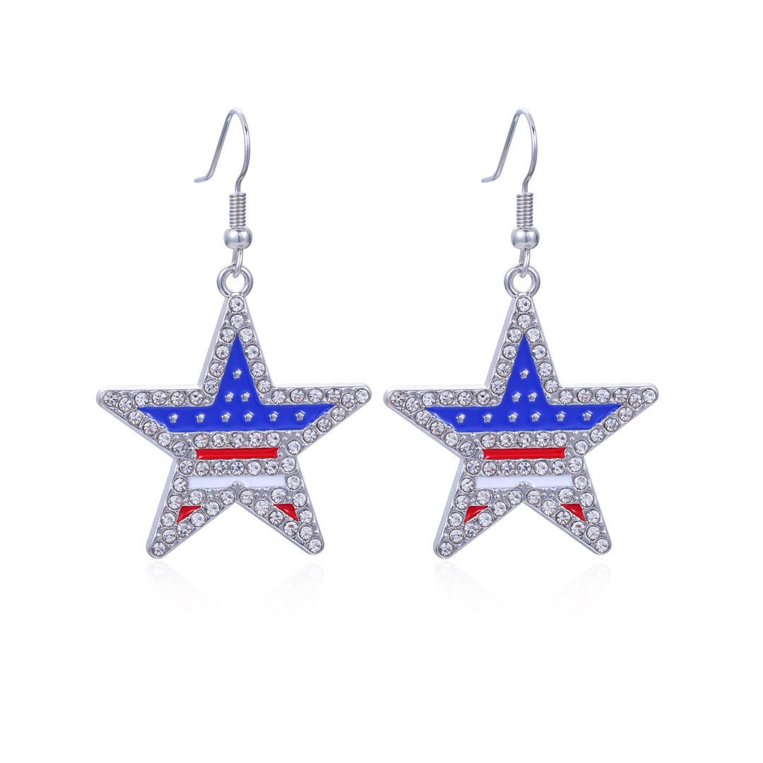 Women's star-shaped enamel earrings with USA flag motif and gold-plated fish Kalsten