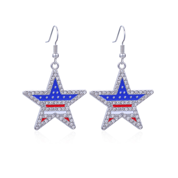 Women's star-shaped enamel earrings with USA flag motif and gold-plated fish Kalsten