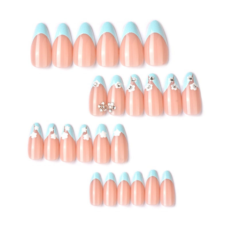 Floral Accent Press-On Nail Set with Gem Details Kalsten