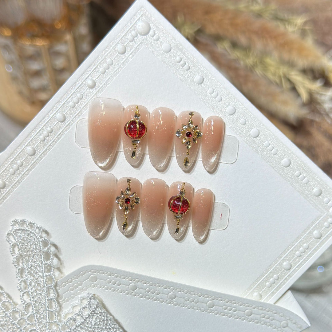 Elegant Stiletto Press-On Nail Set with Gemstone Accents Kalsten