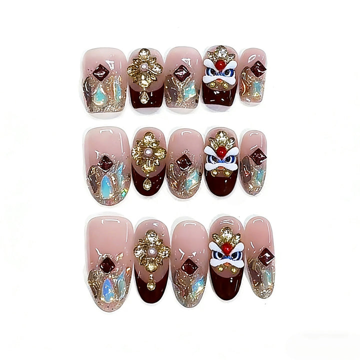 Decorative Press-On Nail Art Set with 3D Embellishments Kalsten
