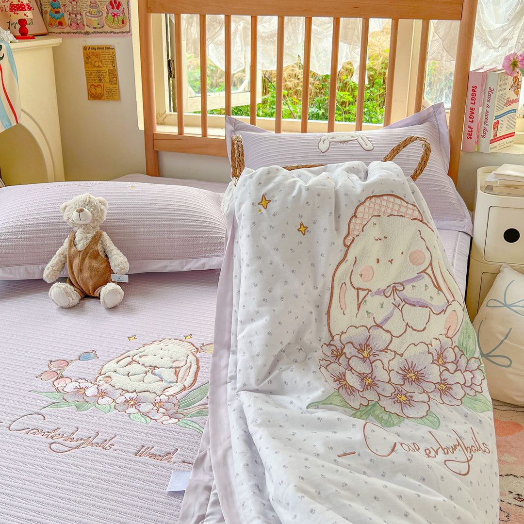 Reversible Children's Quilt with Embroidered Chick Designs