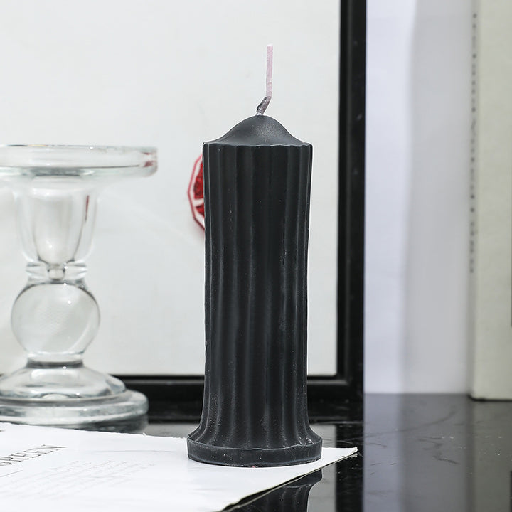 Fluted Column Decorative Pillar Candle with Textured Ribbed Sides