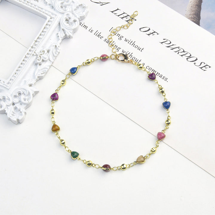 Heart-Shaped Beaded Anklet Kalsten