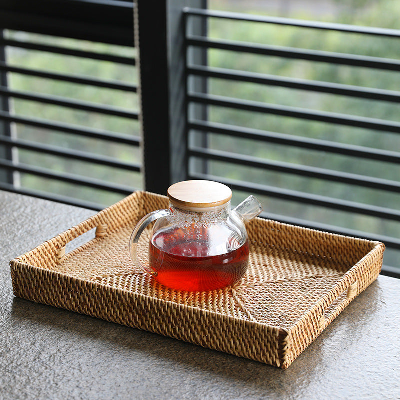 Handwoven Serving Tray with Ergonomic Handles Kalsten