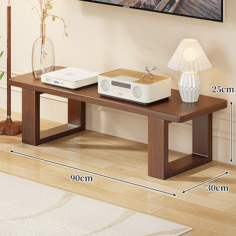 Low Solid Wood TV Media Console Bench with Open Rectangular Legs