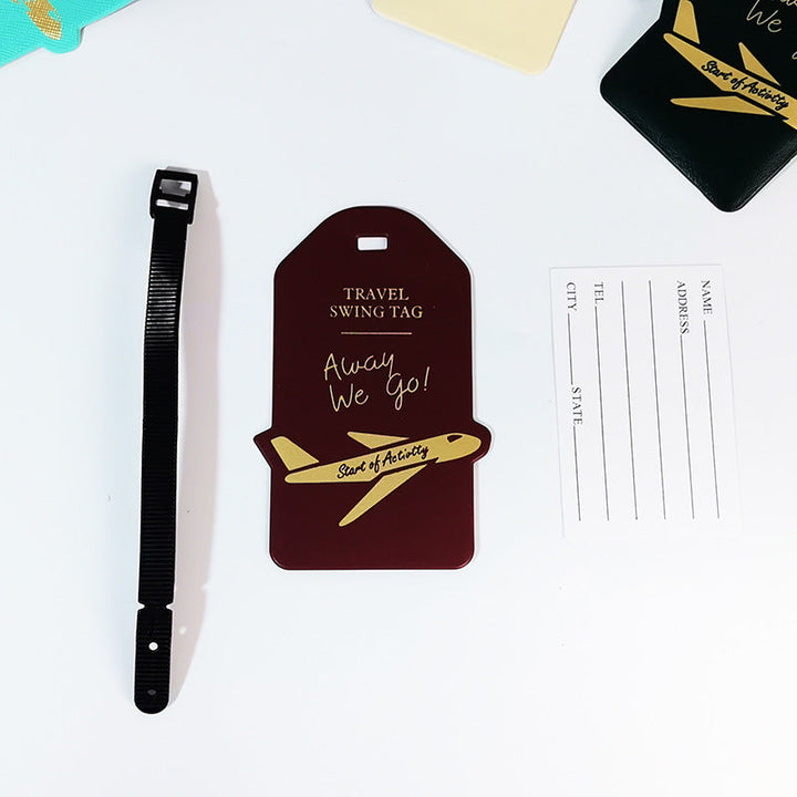 premium travel luggage tag with embossed airplane motif Kalsten