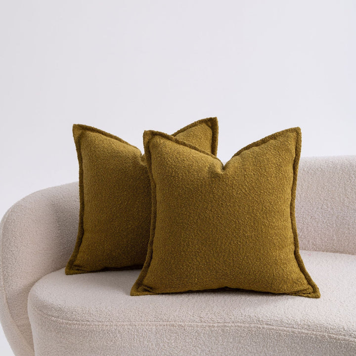 Premium Bouclé Square Cushion Pair with Sculpted Seams and Hidden Zip