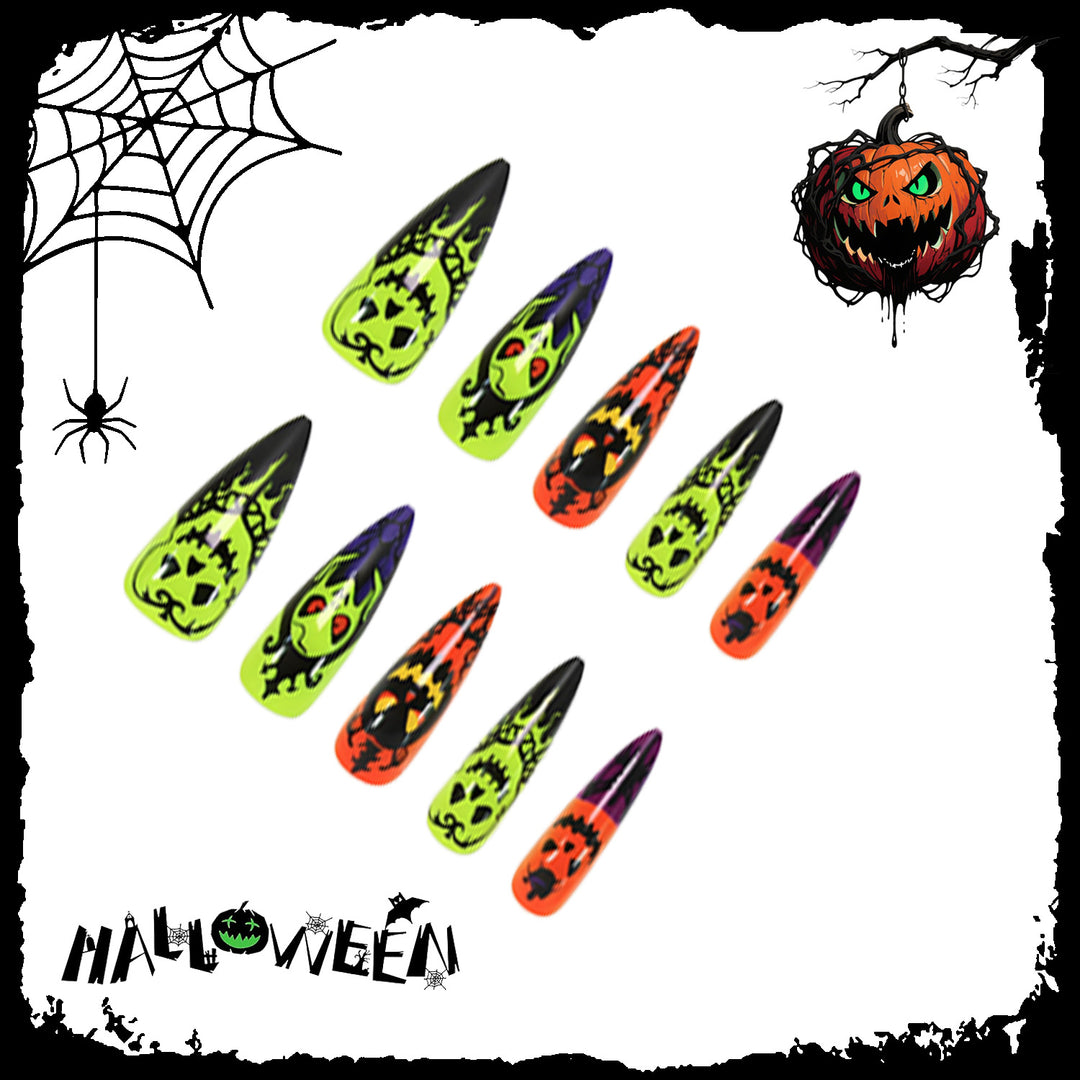 Halloween Fake Nail Set with Creepy Design and Creative Motifs Kalsten
