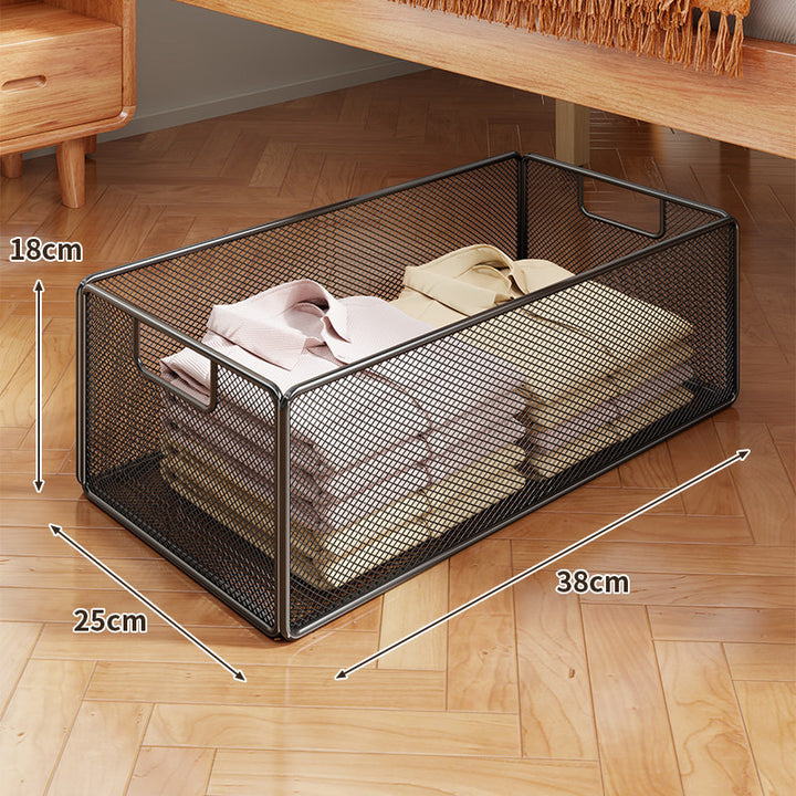 Underbed Low-Profile Metal Mesh Storage Drawer on Casters