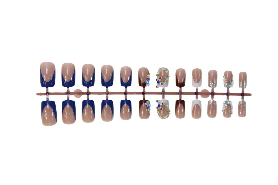 Artificial nail set with elegant stone embellishments and modern accents Kalsten