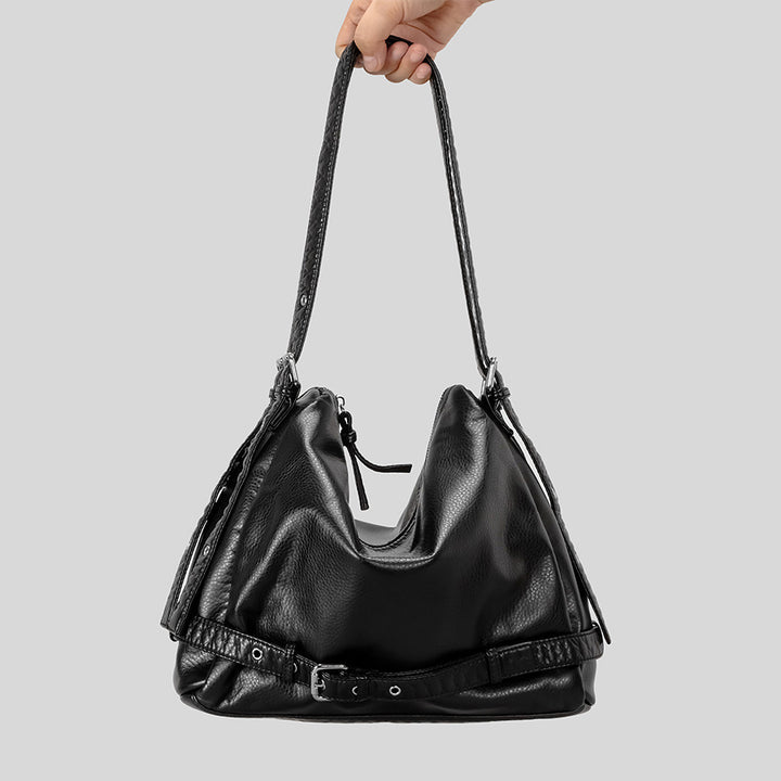 Casual Slouchy Leather Shoulder Bag