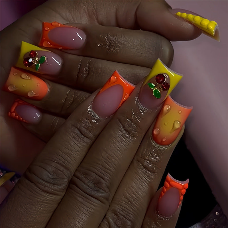 Creative Gel Press-On Nail Set with Fruit Accents Kalsten