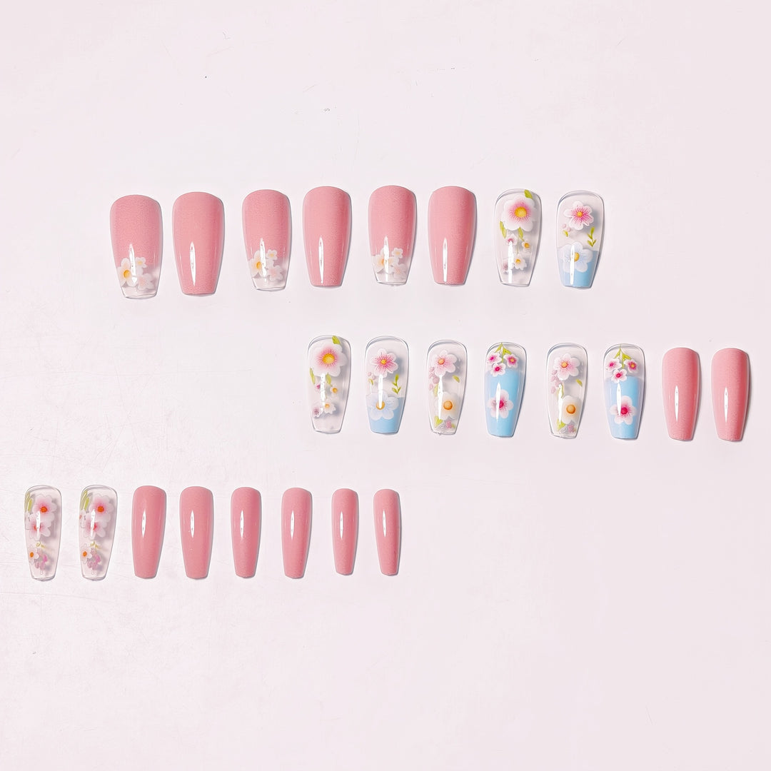 Floral Art Acrylic Nail Tips Kalsten