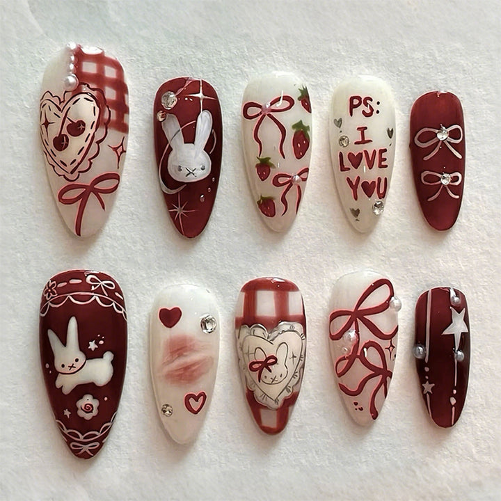 Romantic Themed Press-On Nail Art Set Kalsten