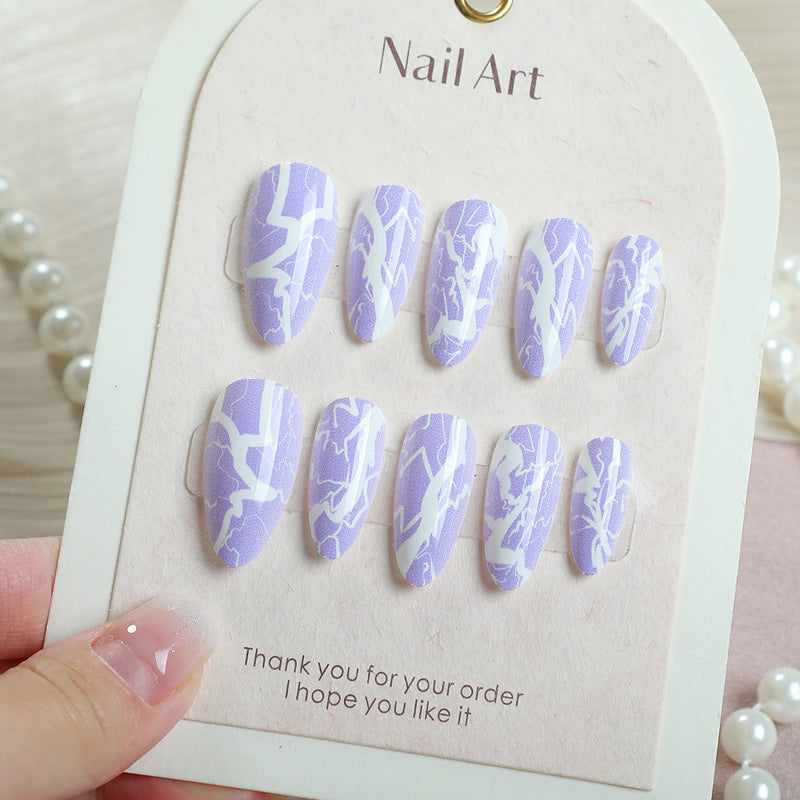 Artistic Press-On Nail Art Set with Lightning Design Kalsten