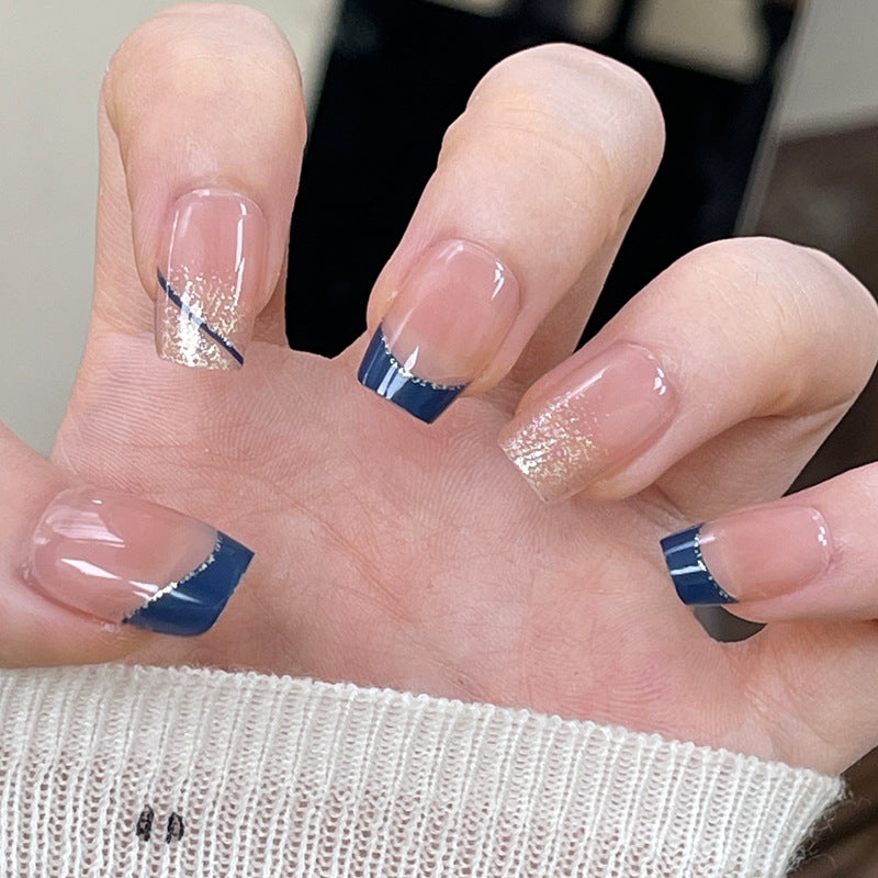 Premium Press-On Nail Set with Elegant Glitter and French Tips Kalsten