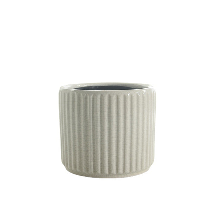 Elegant ceramic flower pot with ribbed structure Kalsten