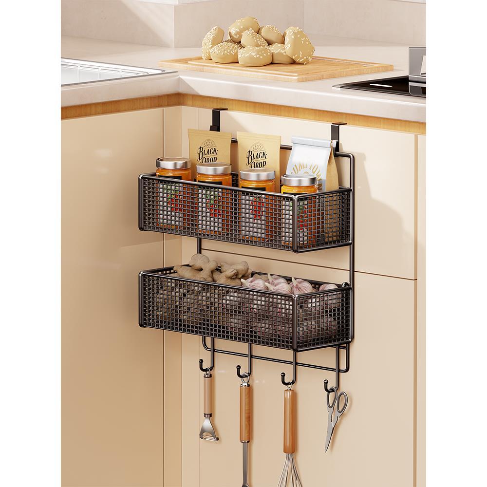 Over-Cabinet Three-Tier Mesh Hanging Pantry Organizer with Removable Baskets