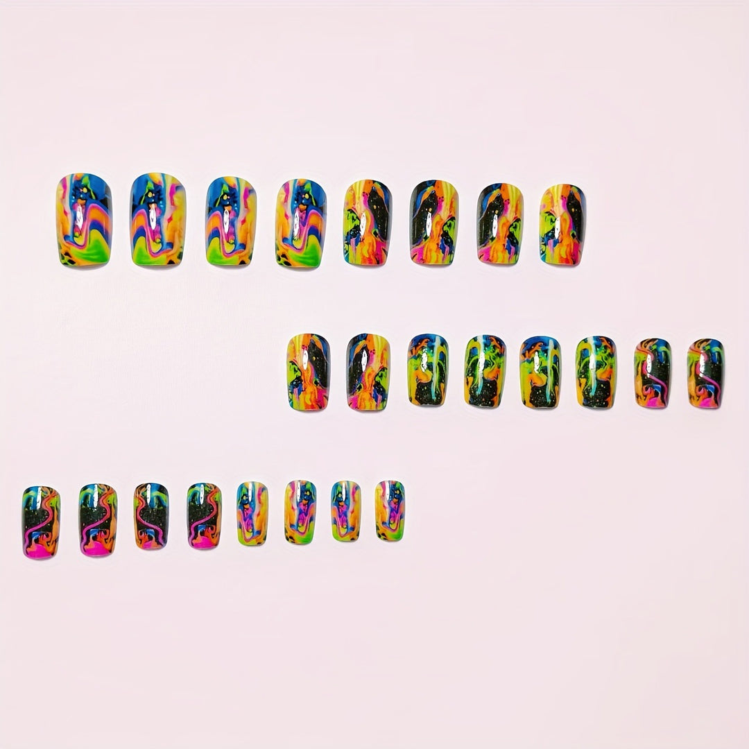 Artificial Nails In Dramatic Color Rush Kalsten