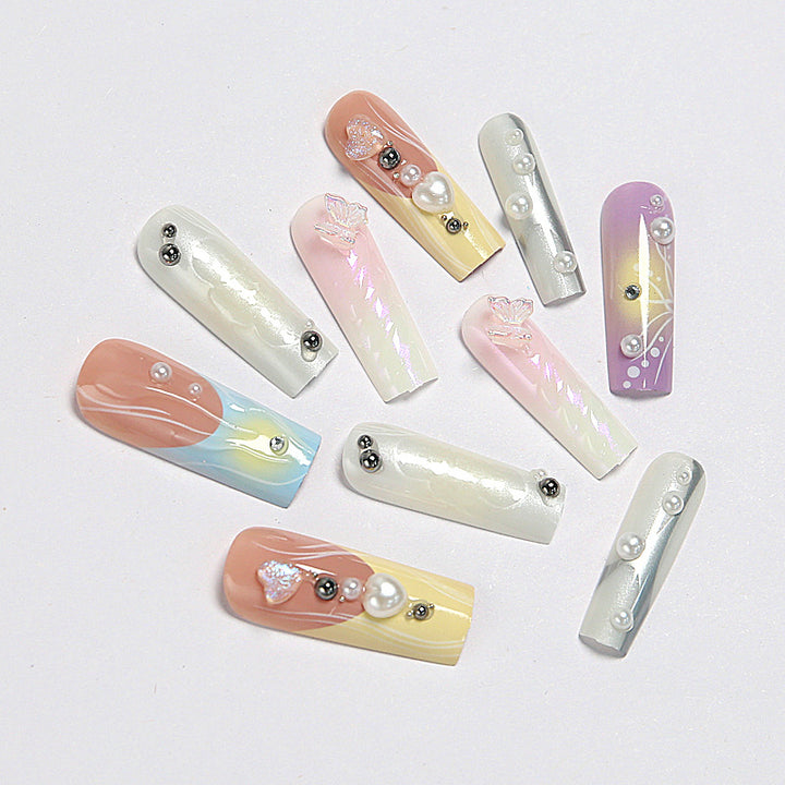 Creative artificial nails with 3D flower embellishments Kalsten